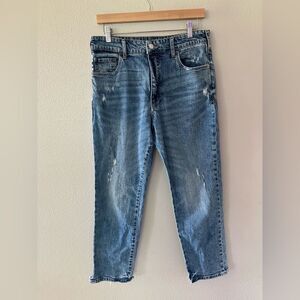 Anthropologie Pilcro Distressed High Waist Mom Jeans Light Wash Straight Leg 28